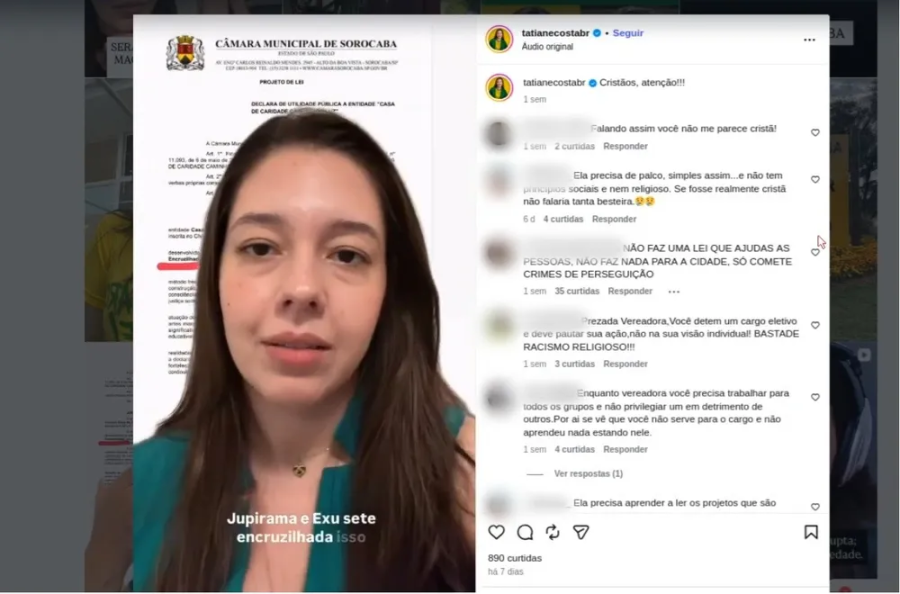 Tatiane Costa vira ré por discriminação religiosa contra líder de terreiro